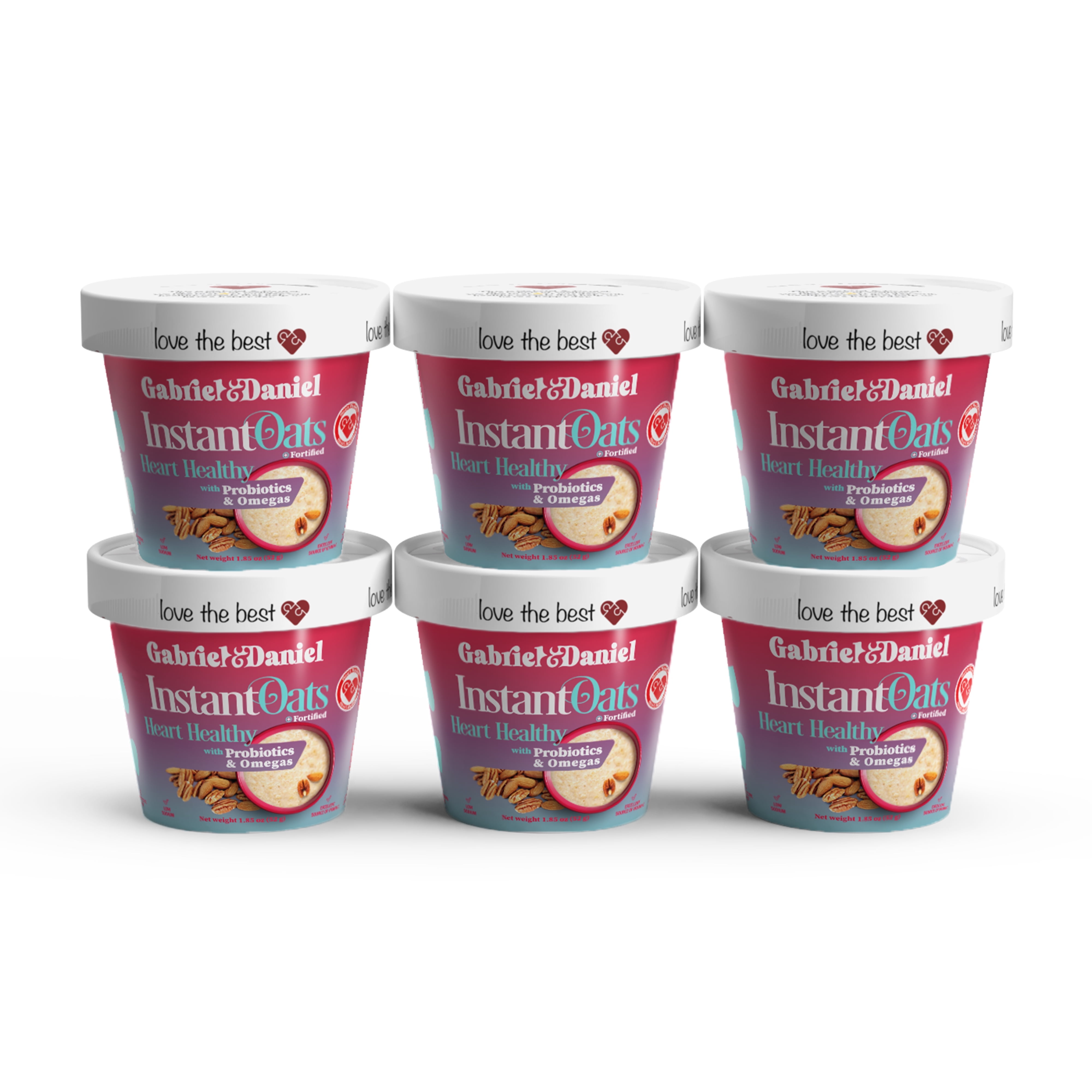 Gabriel & Daniel Daniel Gluten-Free Probiotic Instant Oatmeal with Almonds and Pecans, Pack of 6