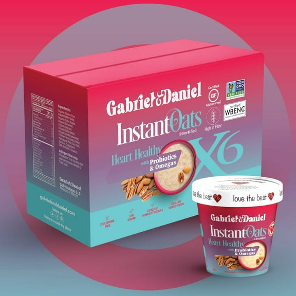 Gabriel & Daniel Daniel Organic Gluten-Free Probiotic Instant Oatmeal with Almonds & Pecans, Pack of 6