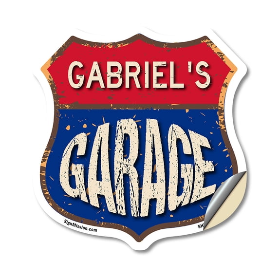 Gabriel's Garage 12 inch X 12 inch Shield Shaped Heavy Duty 3.2 mil Vinyl Decal Weather Resistant, UV Protected To last, Gift for Dads and Uncles Classic Americana Crafted in the USA
