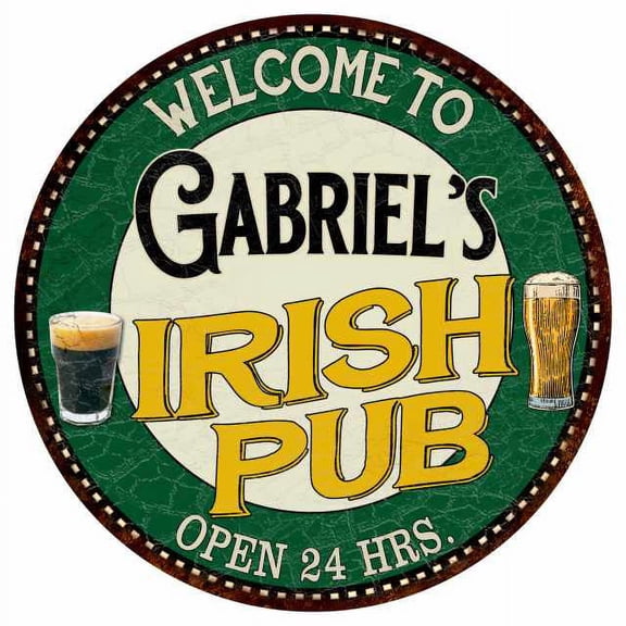 Gabriel's Irish Pub 12" Round Metal Sign Kitchen Bar Wall Dcor 200120036404