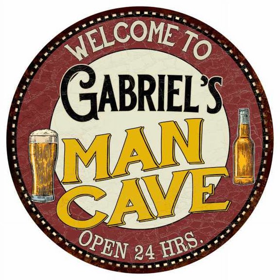 Gabriel's Man Cave 14" Round Metal Sign Kitchen Bar Wall Decor 100140035404