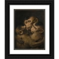 thumbnail image 1 of Gabriel von Max 12x14 Black Ornate Wood Framed Double Matted Museum Art Print Titled: Three Monkeys, 1 of 5
