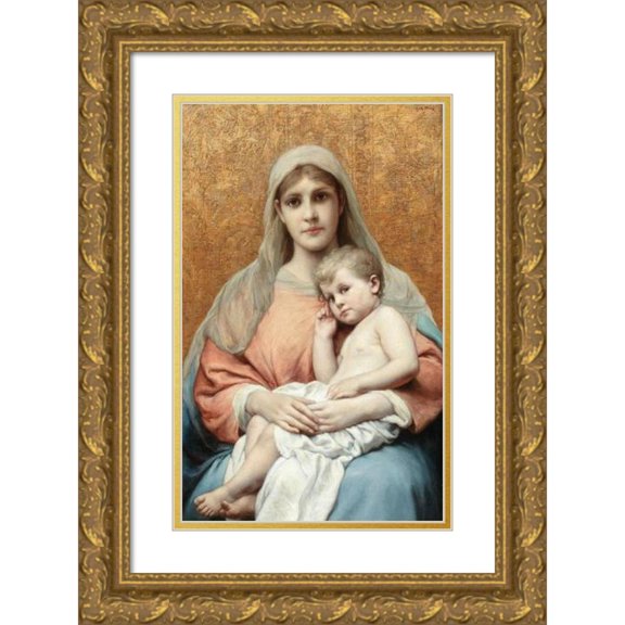 Gabriel von Max 17x24 Gold Ornate Framed and Double Matted Museum Art Print Titled - Madonna and Child