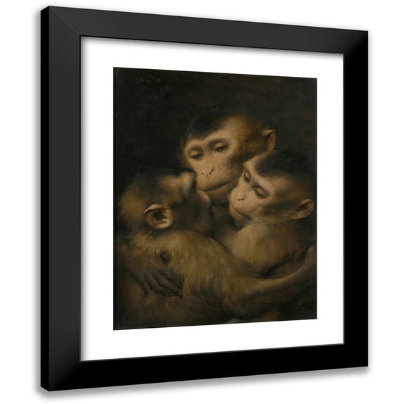Gabriel von Max 19x24 Black Modern Framed Museum Art Print Titled - Three Monkeys