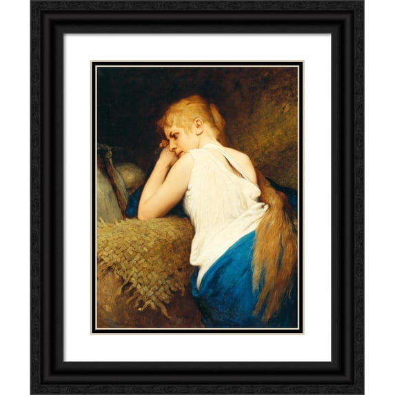 Gabriel von Max 19x24 Black Ornate Framed Double Matted Museum Art Print Titled: Mary Magdalene