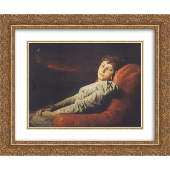 Gabriel von Max 2x Matted 24x20 Gold Ornate Framed Art Print 'Clairvoyant-Veritas (The clairvoyant truth)'