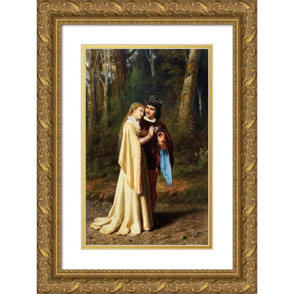 Gabriele Castagnola 11x14 Gold Ornate Wood Frame and Double Matted Museum Art Print Titled - Seduction (1876)
