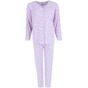 Gabriella Button Up Long Sleeve & Pant Pink Floral Set Women