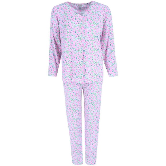 Gabriella  Button Up Long Sleeve & Pant Pink Floral Set (Women)