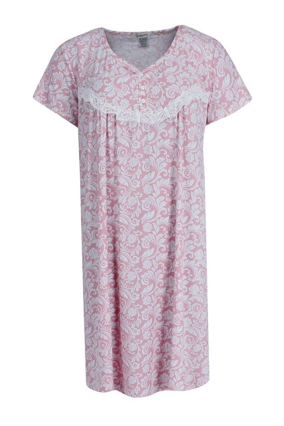 Patterned Short Sleeve Sleep Gown (Women)