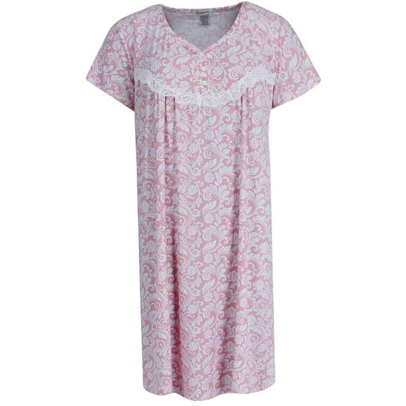 Gabriella Patterned Short Sleeve Sleep Gown (Women)