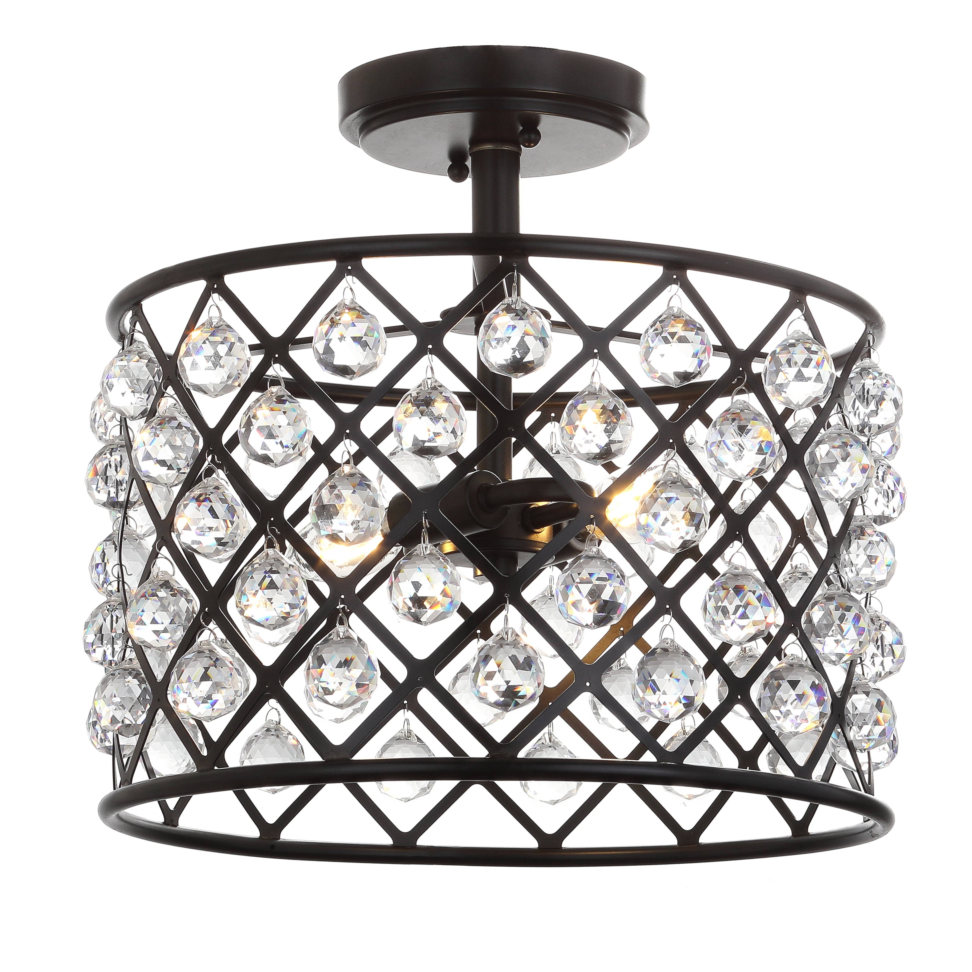 Gabrielle 14.5" Oil Rubbed Bronze Crystal LED Semi-Flush Pendant