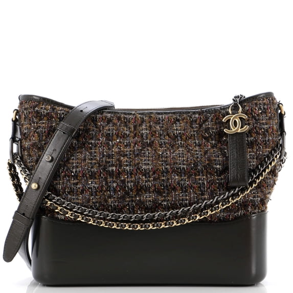 Pre-Owned CHANEL Gabrielle Hobo Quilted Tweed and Calfskin Medium By Rebag