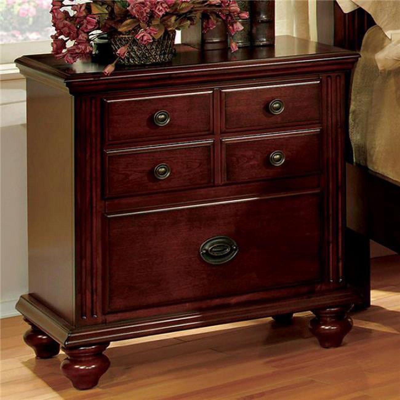 Gabrielle II Transitional Nightstand&#44; Cherry Finish - image 1 of 1