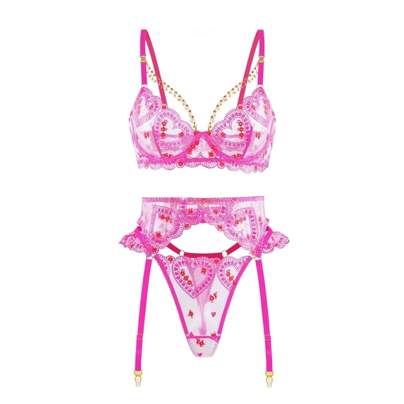Gabrielle Love Chain Lingerie Set (PINK, S)