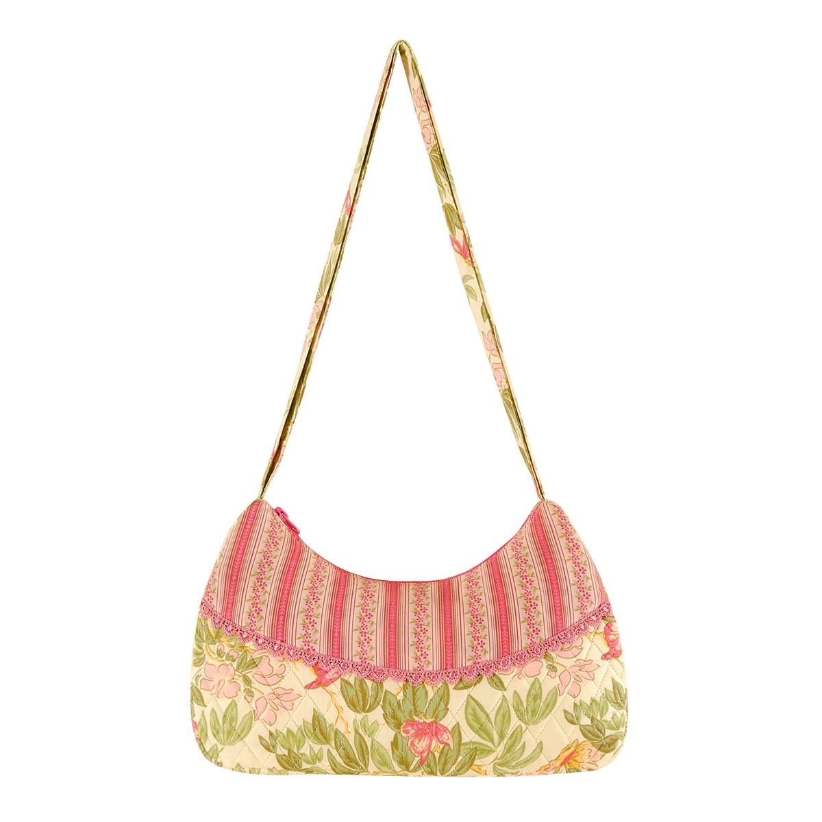 Gabrielle Vintage Quilted 100% Cotton Twin Straps Shoulder Purse Bag 8.5" x 13.5"