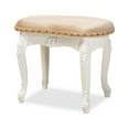 thumbnail image 1 of Gabrielle Traditional French Country Provincial Sand Velvet Fabric Upholstered  Wood Vanity Ottoman, 1 of 5