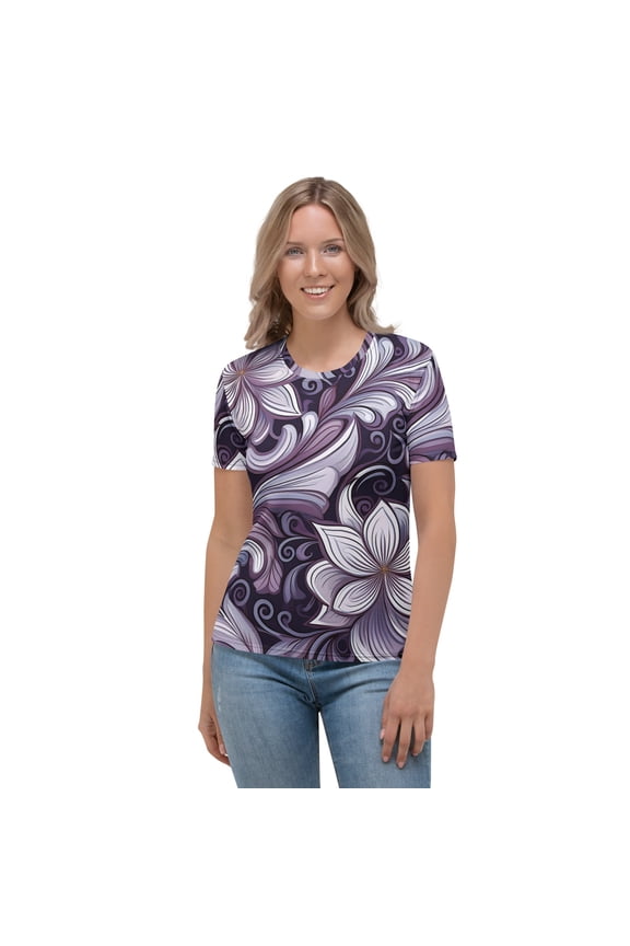 Gabriesa, Floral Poly-Span T-Shirt, Ladies Floral Shirt, Floral T-Shirt