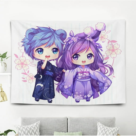 Gacha Life Pattern Wall Hanging 50*60 Inches High-Quality Peach Skin Velvet Material Classic And Charming