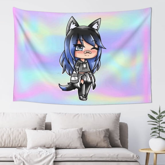 Gacha Life Tapestry Wave Wall Hanging Home Decoration Wall Blanket Dormitory Living Room Bedroom Backdrop Poster (60x40 In)