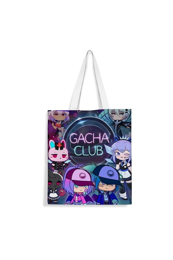 Gacha Life-theme canvas Tote Bag for Women Aesthetic Shopping Grocery Reusable Bags with Inner Zipper Women Gift 13.8 x 15.8 inches35x40cm