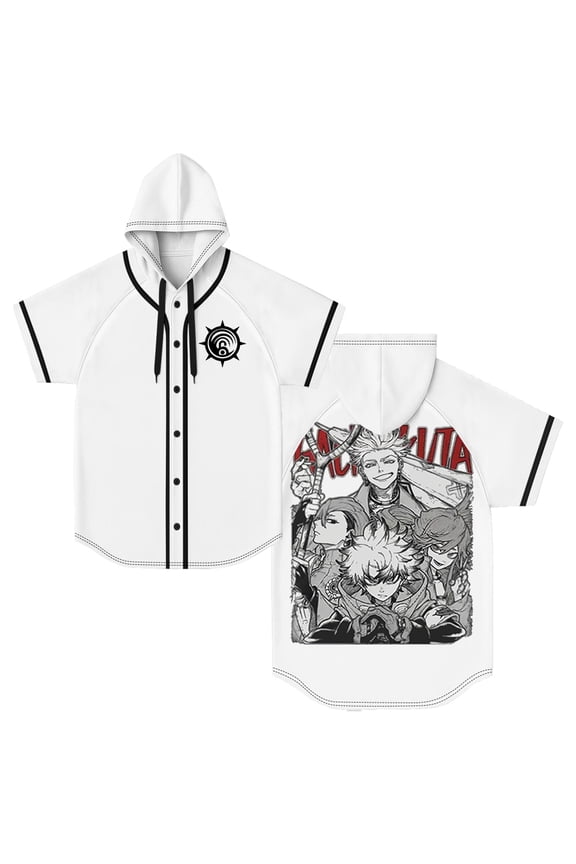 Gachiakuta Anime Hooded Baseball Jersey Short Sleeve Button-up Shirts Women Men Streetwear Tops