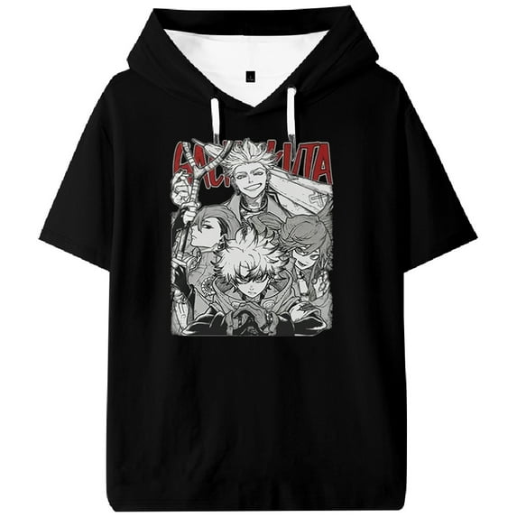Gachiakuta Anime Hooded T-shirt Short Sleeve Tee Women Men Outdoor Streetwear Harajuku Tops