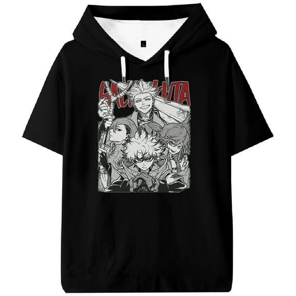 Gachiakuta Anime Hooded T-shirt Short Sleeve Tee Women Men Outdoor Streetwear Harajuku Tops