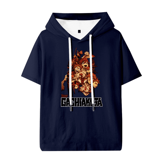 Gachiakuta Anime Hooded T-shirt Short Sleeve Women Men Casual Streetwear Tee