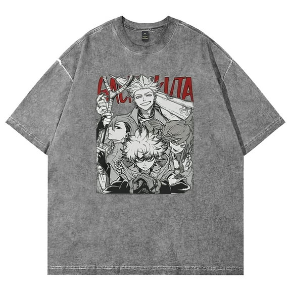 Gachiakuta Anime Washed T-shirt Crewneck Short Sleeve Cotton Tee Women Men Streetwear Tops