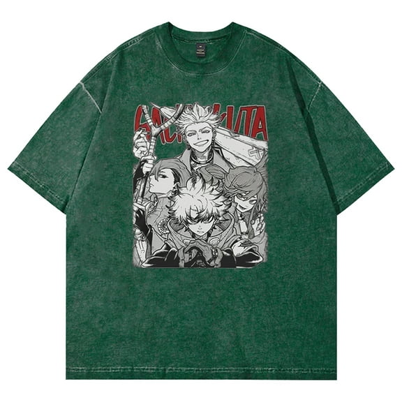 Gachiakuta Anime Washed T-shirt Crewneck Short Sleeve Cotton Tee Women Men Streetwear Tops