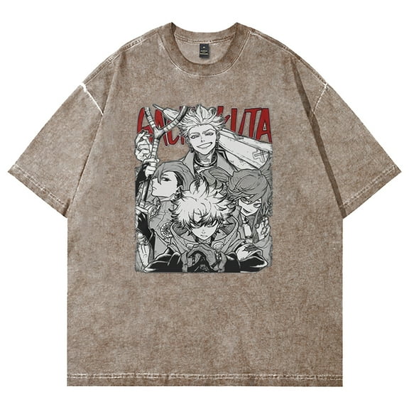 Gachiakuta Anime Washed T-shirt Crewneck Short Sleeve Cotton Tee Women Men Streetwear Tops