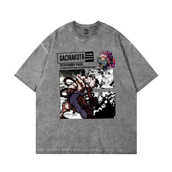 Gachiakuta T-Shirt Cotton Vintage Wash Tee For Women/Men Unisex Short Sleeve Tshirt Cosplay Streetwear