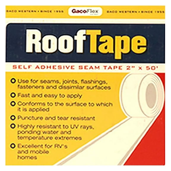 Gaco Roof Tape GRT50 - 2 inch x 50 ft Roll - Self-Adhesive Flashing Tape - Waterproof Sealant for Roofs, Gutters, Skylights - Durable Butyl Rubber Tape