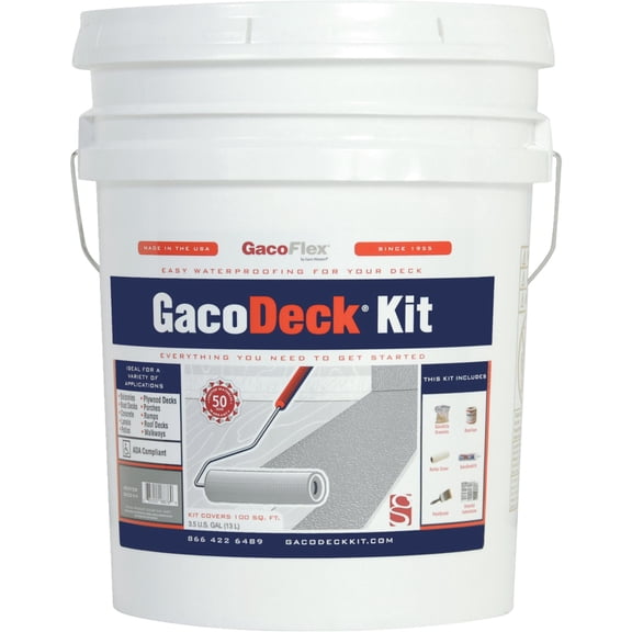 Gaco Western GacoDeck Deck Coating Kit - Waterproof, Solid, Satin Finish - 3.5 gal, Gray