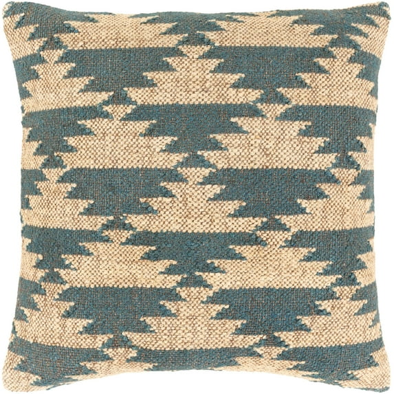 Gada GAD-004 22"H x 22"W Square Pillow Cover in Beige/Teal/Khaki/Camel