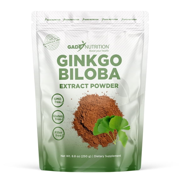 Gade Nutrition Ginkgo Biloba Extract Powder | 250g, 200mg per Serving, 1,250 Servings | Non-GMO, Gluten-Free and Dairy Free | Brain Health Support | USA Made