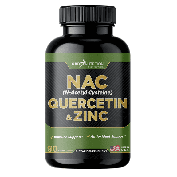 Gade Nutrition NAC Supplement N-acetyl cysteine with Quercetin & Zinc | Immune Support Supplement with n acetyl cysteine | Vegetable Capsules | USA Made