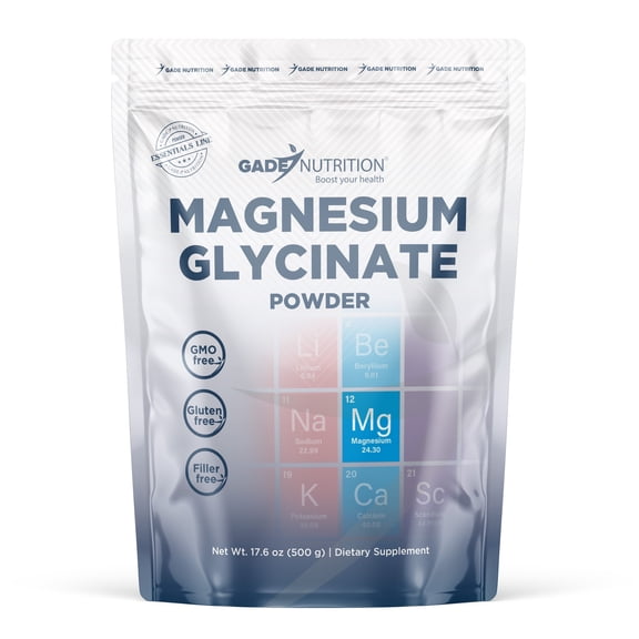 Gade Nutrition Pure Magnesium Glycinate Powder| Non-GMO, Gluten-Free, Filler Free, Highly Absorbable | USA Made