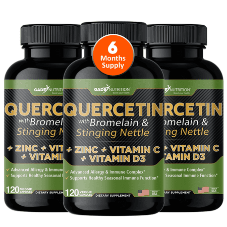 Gade Nutrition Quercetin with Bromelain, Vitamin D, Vitamin C, and Zinc - & Stinging Nettle - Quercetin 500 mg (Non-GMO, Gluten-Free, Vegan) - 6 months supply