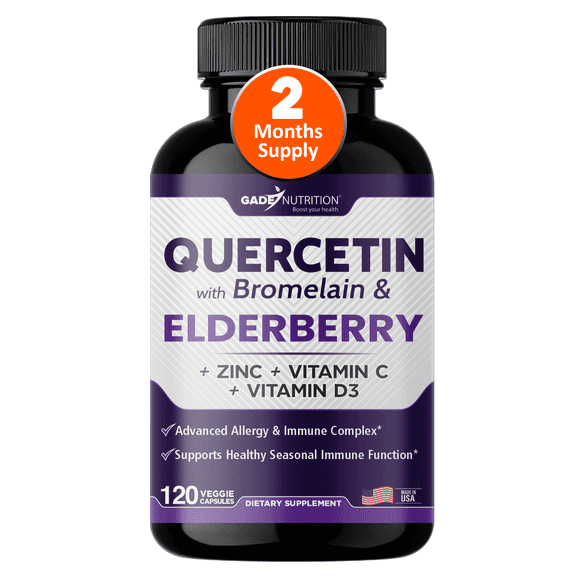 Quercetin Elderberry with Bromelain, Vitamin D, Vitamin C, and Zinc -  & Elderberry - Quercetin 500 mg with Bromelain & Ellderberry, Daily Immune Support
