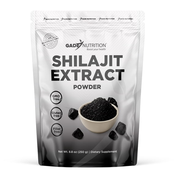 Gade Nutrition Shilajit Extract Powder Concentrated | 250g (8.8 oz), 500mg per Serving (Equivalent to 5,000 mg of shilajit Powder), 500 Servings| Rich in fulvic Acid and Minerals | USA Made