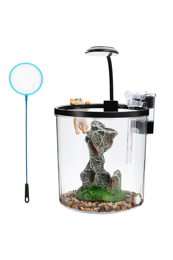 1.5 Gallon Small Fish Tank, Fish Aquarium Starter Kit With Led Light And Filter, Fish Tank Kit For Small Tropical Fish, Guppies, Goldfish, or Betta