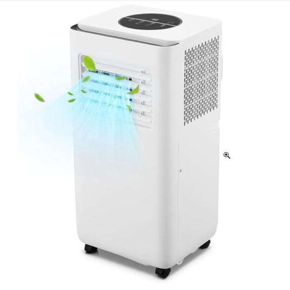 Gaderth 10000 BTU Portable AC with White Body and Black Top Cover, Cooling, Dehumidifying & Fan Functions, Quiet Operation for Rooms Up to 450 Sq Ft, 24-Hour Timer & Easy Setup