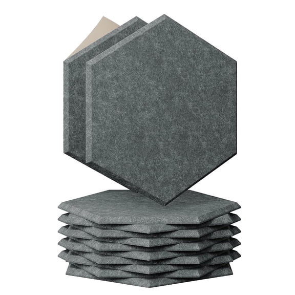 Gaderth 12 Pack Hexagon Sound Proof Panels for Walls, Self-Adhesive High Density Acoustic Wall Panels, Sound Proofing Panels, 0.9" Thick Felt Acoustic Panels, Gray for Home & Studio
