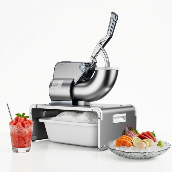Gaderth 2.64Gal Hopper Commercial Ice Crusher, 661LBS/H Snow Cone Machine 1450RPM Shaved Ice Machine, 300W Electric 4 Blades Snow Cone Machine for Home Use, Bars, Cafes, Parties