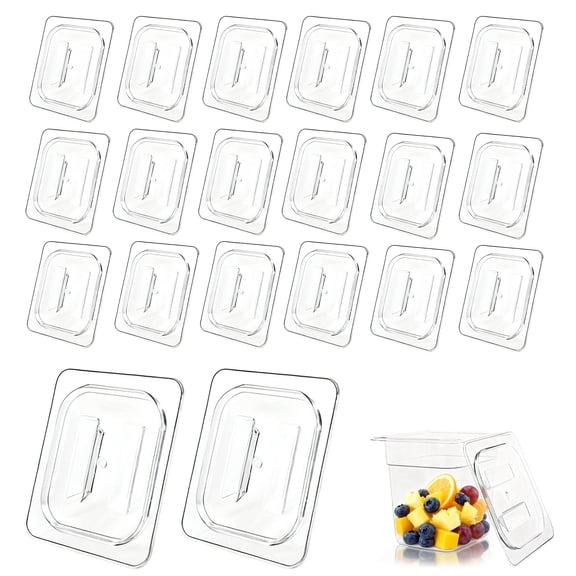 Gaderth 20 Piece Clear Acrylic Food Pan Lid with Handle, Stackable Transparent Pan Cover, Universal Steam Table Pans Lid for Restaurants Hotels Parties, 1/6 Size