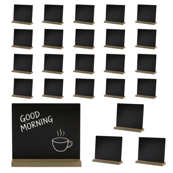 Gaderth 24 PCS Vintage Tabletop Mini Chalkboard Signs, 5.9×5.1 Inch Single Sided MDF Reusable and Reserved Table Signs, Erasable Countertop Chalk Board for Cafe Menu,Wedding Table Number