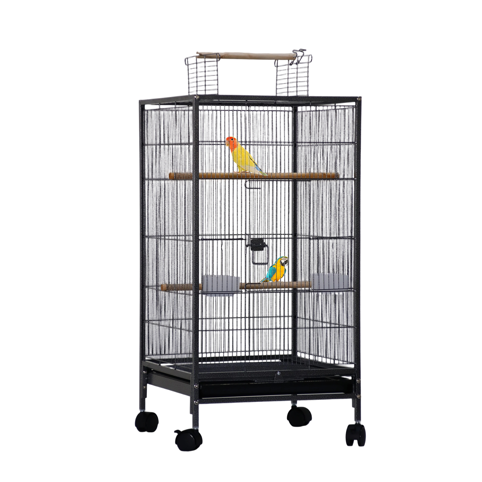 View of Gaderth 40 Inch Parrot Bird Cage with Play Open Top, Hanging Bird Cage ...