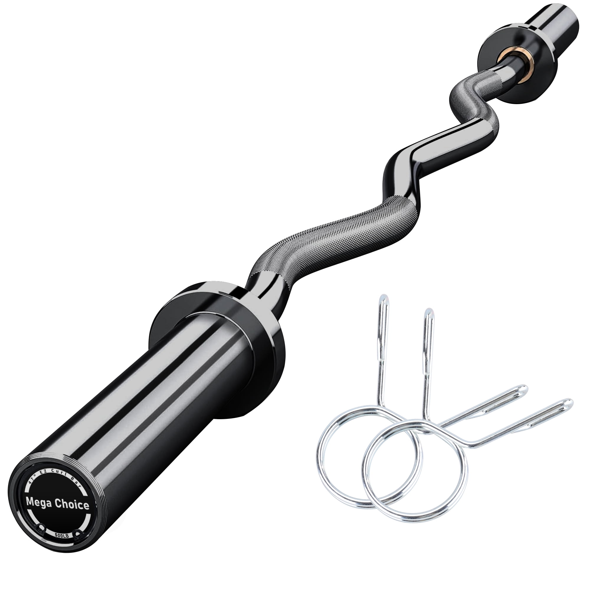 Gaderth 4FT Curl Barbell Bar with Bearings, Carbon Steel Weightlifting Bar, Includes 2 Collars, Fits 2" Weight Plates for Strength Training
